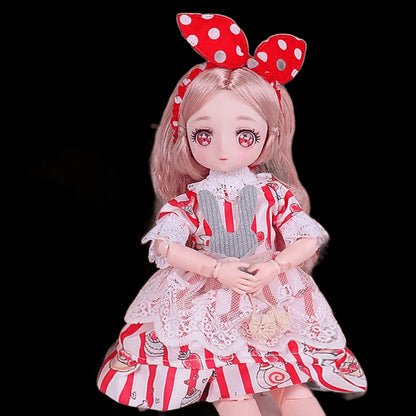 Pink Eyed 30cm Doll with Clothes Multiple Movable Joints Princess Style 3D Simulated Hinge Doll Fashion Cute 1/6 Bjd Doll view