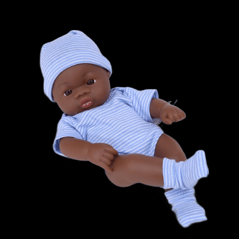 Black American Reborn Dolls Cute Mini 20cm Baby Bebe Doll Toys Full Body Vinyl Soft Girl Doll Reborn Baby Doll Toys Gift view