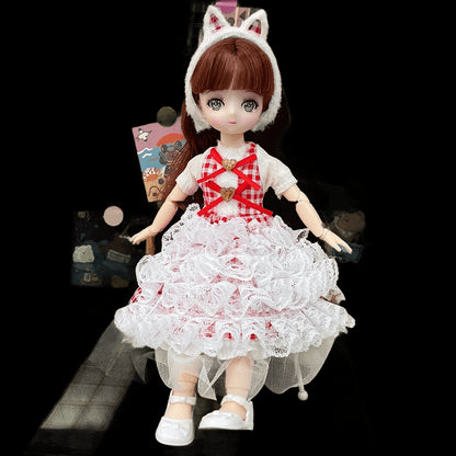 BJD Doll and Clothes 23 Multiple Removable Joints Full Set 30cm 1/6 3D Eyes Anime Doll Girl Dress Up Birthday Gift DIY Toys view