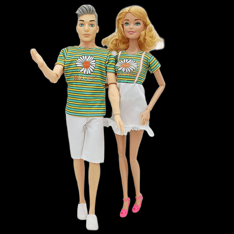 30cm Couple Doll Girlfriend & Boyfriend Ken Doll 1/6 Doll with Wheat Complexion Body Couple Outfit Parents Cosplay Toys Gifts view