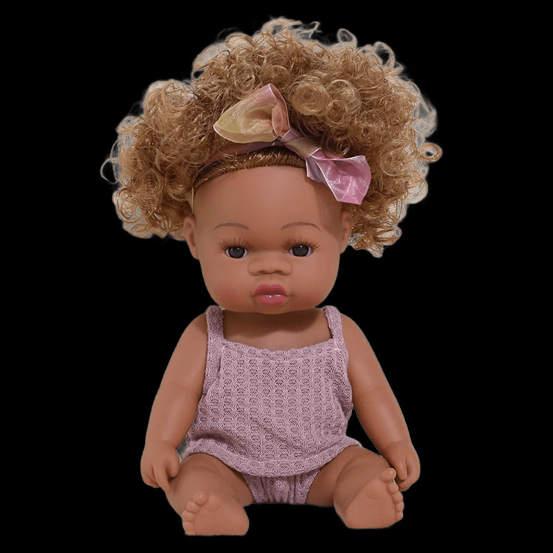 35cm Newborn Reborn African Doll Baby Simulation Soft Vinyl Children Lifelike Toys Christmas Birthday Toys Dolls for Babies view