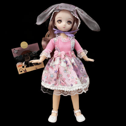 BJD Doll and Clothes 23 Multiple Removable Joints Full Set 30cm 1/6 3D Eyes Anime Doll Girl Dress Up Birthday Gift DIY Toys view