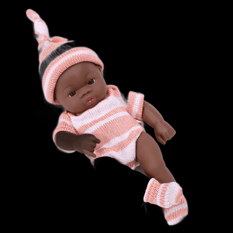 Black Reborn Dolls Silicone Reborn Baby Doll 20cm Dolls Baby Reborn Baby Doll Toys Soft Touch High Quality Doll for Children view