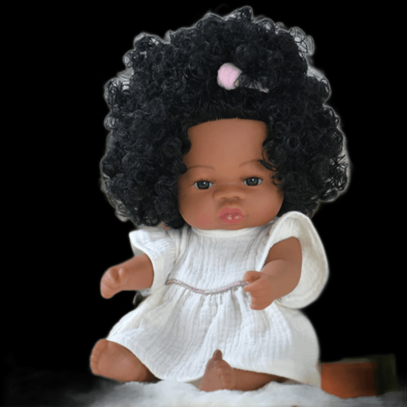 35cm American Reborn Baby Doll Black Soft Vinyl Baby Dolls Lifelike Newborn Baby Doll Girl Gift Doll Toy 14inch Dolls for Girls view