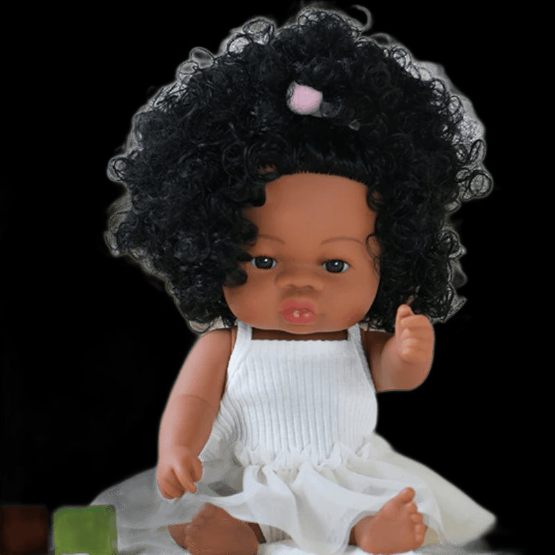 35cm American Reborn Baby Doll Black Soft Vinyl Baby Dolls Lifelike Newborn Baby Doll Girl Gift Doll Toy 14inch Dolls for Girls view