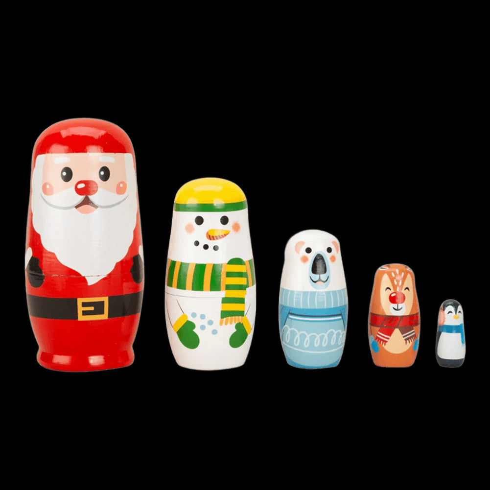 5 Floors Wooden Russian Nesting Dolls Safe Smooth Bear Ears Matryoshka Dolls Crafts Toys Handmade for Kindergarten Teaching Aids view