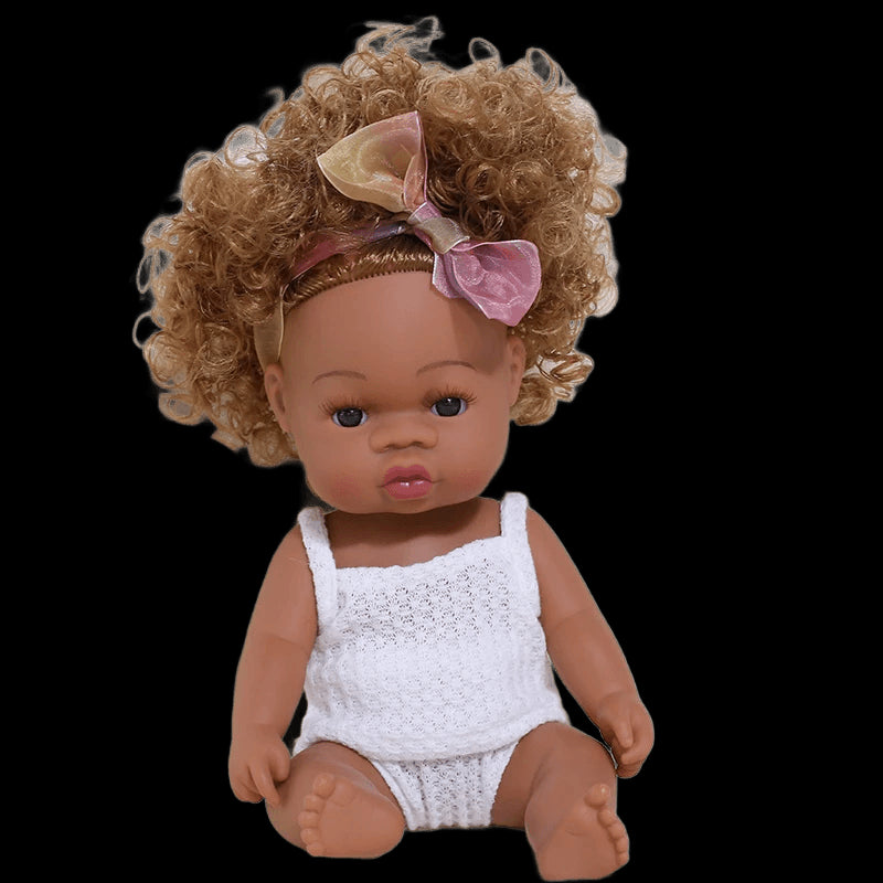 35cm Newborn Reborn African Doll Baby Simulation Soft Vinyl Children Lifelike Toys Christmas Birthday Toys Dolls for Babies view