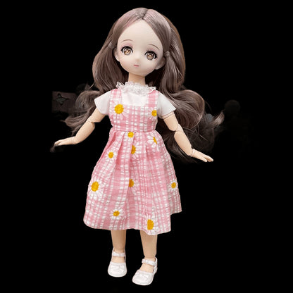 BJD Doll and Clothes 23 Multiple Removable Joints Full Set 30cm 1/6 3D Eyes Anime Doll Girl Dress Up Birthday Gift DIY Toys view