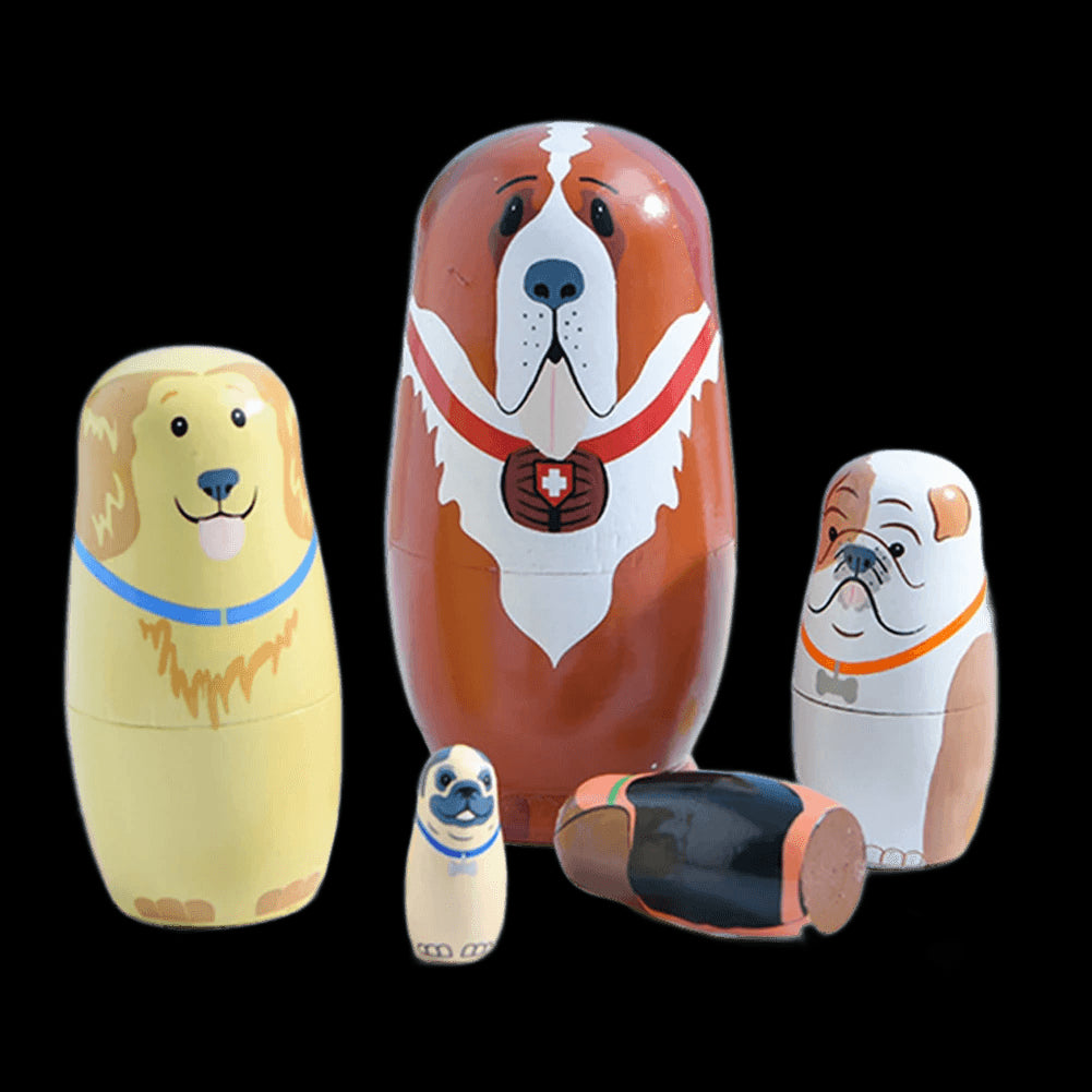 Animal Matryoshka Dolls Wooden Russian Montessori Nesting Dolls DIY Cute Matryoshka Toys Brithday Gift for Kids view