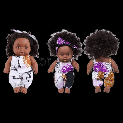 African Black Baby Toy with Curly Hair Christmas Simualtion Cartoon for Doll view