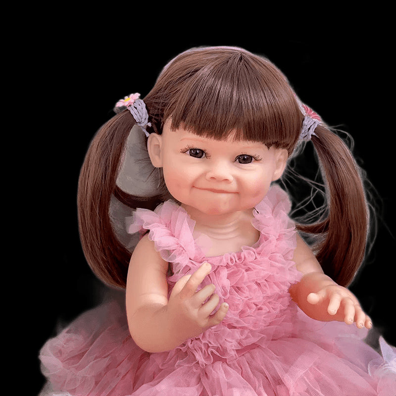 55CM Reborn Toddler Doll with Pink Dress Full Body Soft Silicone Raya Lifelike Soft Touch High Quality Doll Gifts view