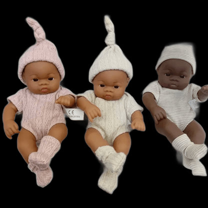 Black Reborn Dolls Silicone Reborn Baby Doll 20cm Dolls Baby Reborn Baby Doll Toys Soft Touch High Quality Doll for Children view