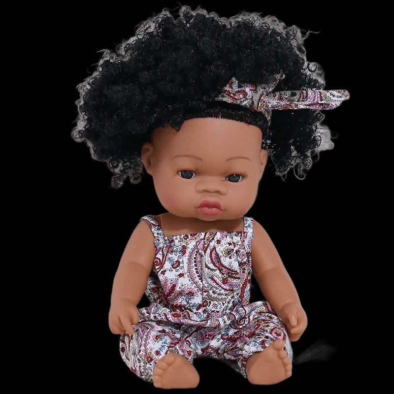 35cm Newborn Reborn African Doll Baby Simulation Soft Vinyl Children Lifelike Toys Christmas Birthday Toys Dolls for Babies view