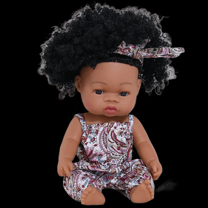 35cm Newborn Reborn African Doll Baby Simulation Soft Vinyl Children Lifelike Toys Christmas Birthday Toys Dolls for Babies view