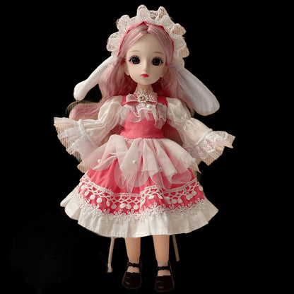 Full Set 1/6 Doll 30cm Anime Bjd Reborn Kawaii Girls Dress Up DIY Toys 23 Joint Movable Body With Clothes Skirt Hat Headdress view