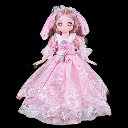 Pink Eyed 30cm Doll with Clothes Multiple Movable Joints Princess Style 3D Simulated Hinge Doll Fashion Cute 1/6 Bjd Doll view