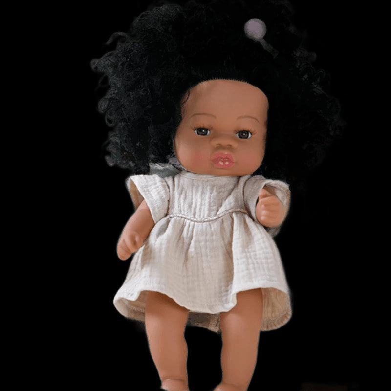 35cm American Reborn Baby Doll Black Soft Vinyl Baby Dolls Lifelike Newborn Baby Doll Girl Gift Doll Toy 14inch Dolls for Girls view