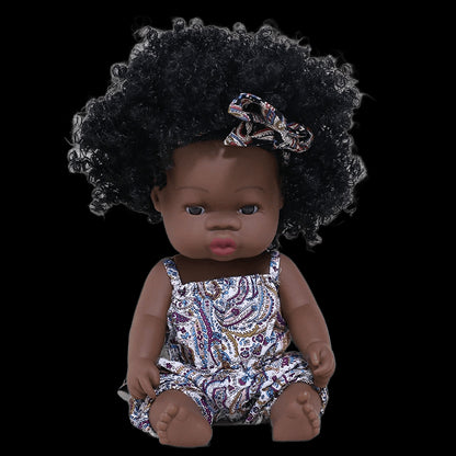 35cm Newborn Reborn African Doll Baby Simulation Soft Vinyl Children Lifelike Toys Christmas Birthday Toys Dolls for Babies view