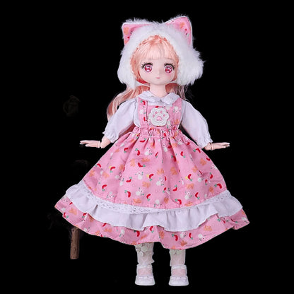 Pink Eyed 30cm Doll with Clothes Multiple Movable Joints Princess Style 3D Simulated Hinge Doll Fashion Cute 1/6 Bjd Doll view