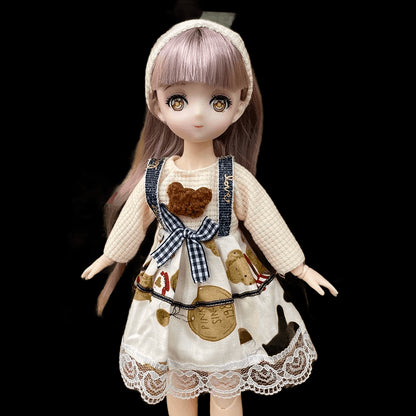 BJD Doll and Clothes 23 Multiple Removable Joints Full Set 30cm 1/6 3D Eyes Anime Doll Girl Dress Up Birthday Gift DIY Toys view