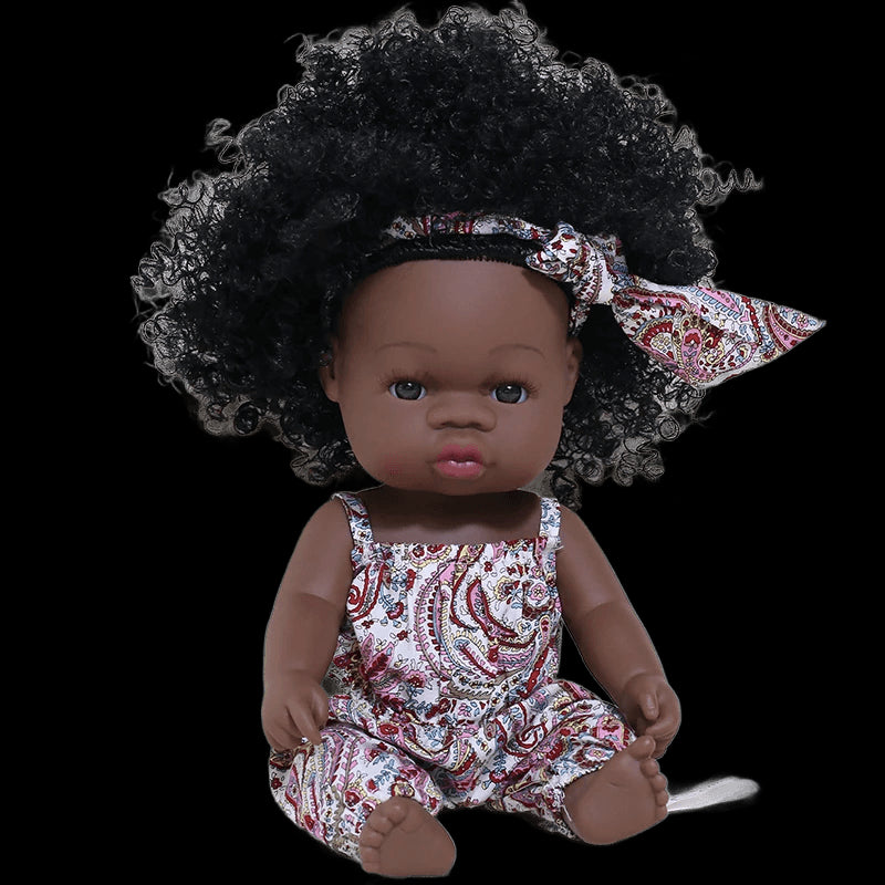 35cm Newborn Reborn African Doll Baby Simulation Soft Vinyl Children Lifelike Toys Christmas Birthday Toys Dolls for Babies view