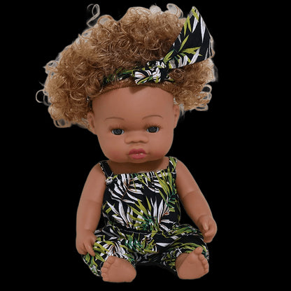 35cm Newborn Reborn African Doll Baby Simulation Soft Vinyl Children Lifelike Toys Christmas Birthday Toys Dolls for Babies view