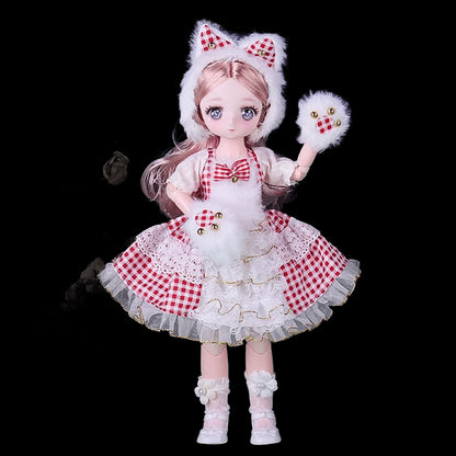 Pink Eyed 30cm Doll with Clothes Multiple Movable Joints Princess Style 3D Simulated Hinge Doll Fashion Cute 1/6 Bjd Doll view