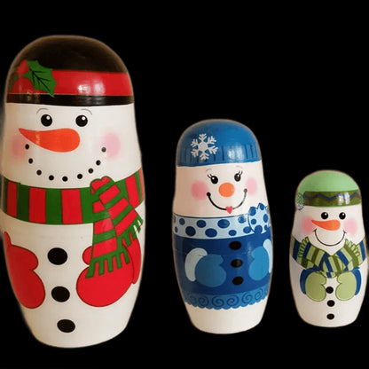 Christmas Snowman Russian Matryoshka Matryoshka Dolls Set of 5 Layers of Paint Sets Crafts Home Furnishings view