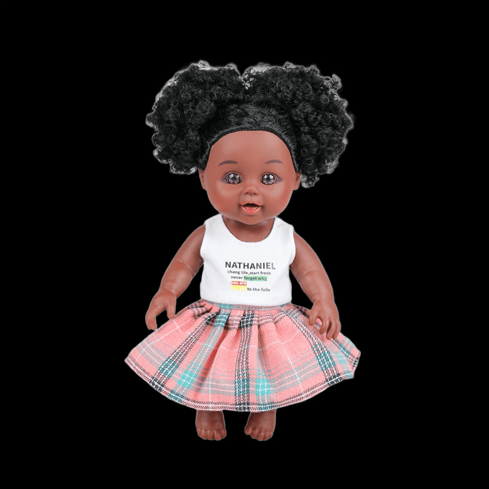 10inch mini lovely black doll afrcia PVC black baby doll for kids view