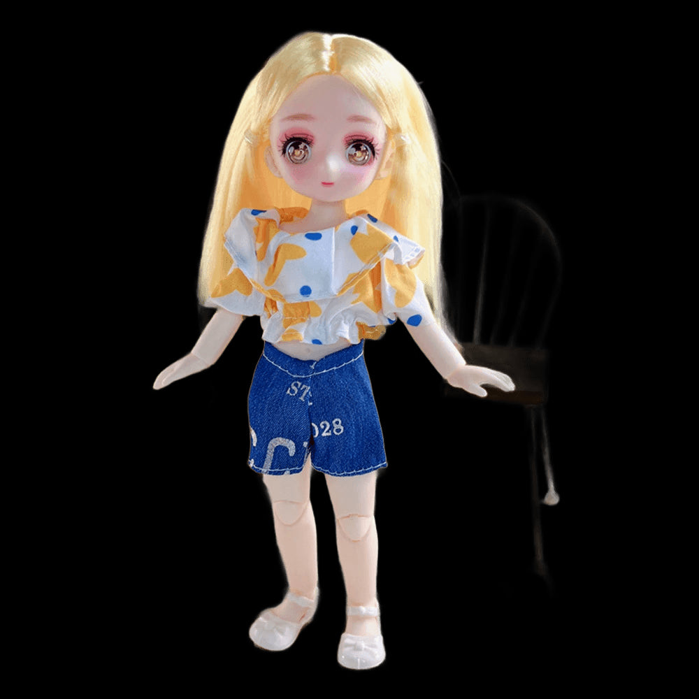 23cm BJD Doll and Clothing 3D Simulation Eyes Comics Face Multiple Movable Joint Hinge Doll Girl DIY Dress Up Toy Birthday Gift view