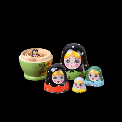 Funny Handmade Nesting Dolls Wooden Colorful Painting Cartoon Girls Russian Matryoshka Doll Ornament Gifts Baby Toy view