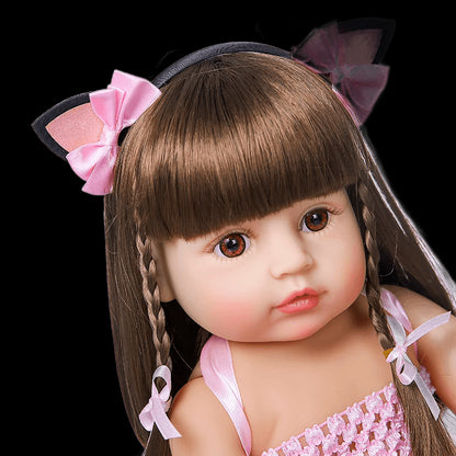 Bebes doll with 55cm reborn toddler girl pink princess baty toy very soft full body silicone girl doll view