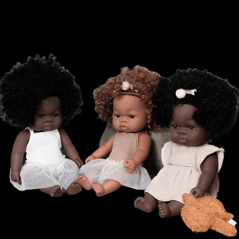 35cm American Reborn Baby Doll Black Soft Vinyl Baby Dolls Lifelike Newborn Baby Doll Girl Gift Doll Toy 14inch Dolls for Girls view