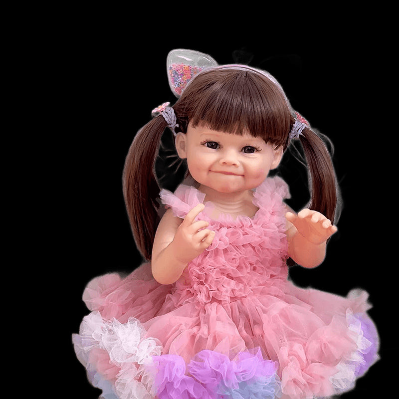 55CM Reborn Toddler Doll with Pink Dress Full Body Soft Silicone Raya Lifelike Soft Touch High Quality Doll Gifts view