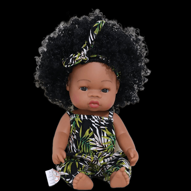 35cm Newborn Reborn African Doll Baby Simulation Soft Vinyl Children Lifelike Toys Christmas Birthday Toys Dolls for Babies view