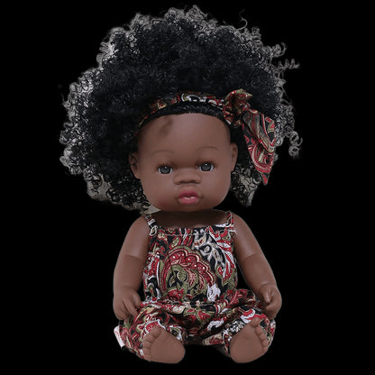 35cm Newborn Reborn African Doll Baby Simulation Soft Vinyl Children Lifelike Toys Christmas Birthday Toys Dolls for Babies view