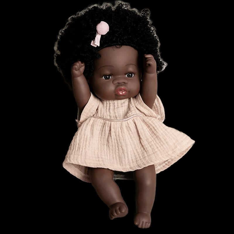 35cm American Reborn Baby Doll Black Soft Vinyl Baby Dolls Lifelike Newborn Baby Doll Girl Gift Doll Toy 14inch Dolls for Girls view