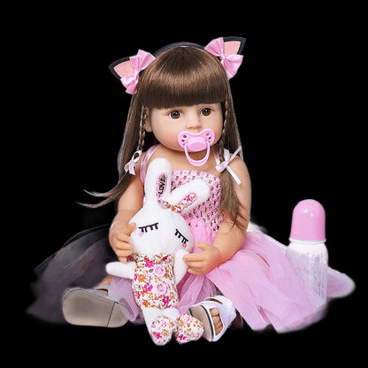 Bebes doll with 55cm reborn toddler girl pink princess baty toy very soft full body silicone girl doll view