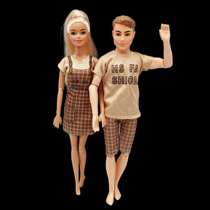 30cm Couple Doll Girlfriend & Boyfriend Ken Doll 1/6 Doll with Wheat Complexion Body Couple Outfit Parents Cosplay Toys Gifts view