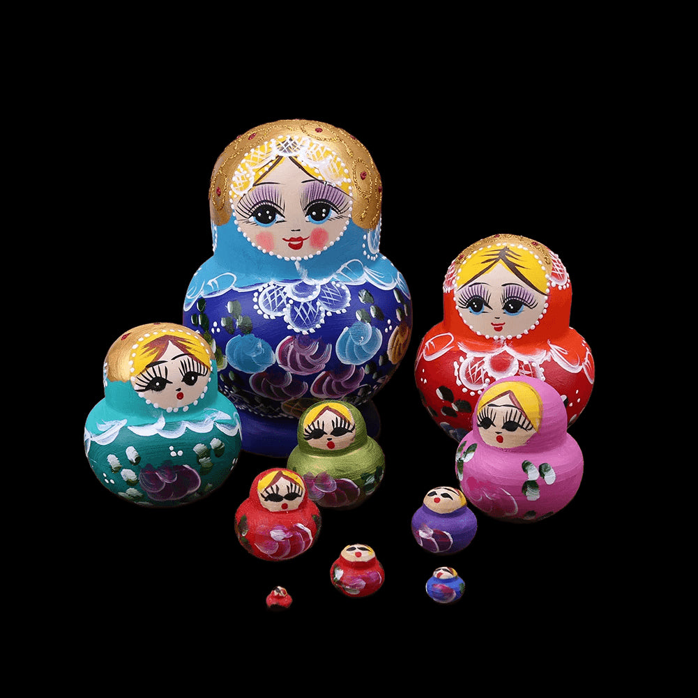 10 Layer Wooden Russian Nesting Dolls Hand-painted Orchid Girls Children Matryoshka Dolls Hand Paint Gift Best Wishes for Kids  view