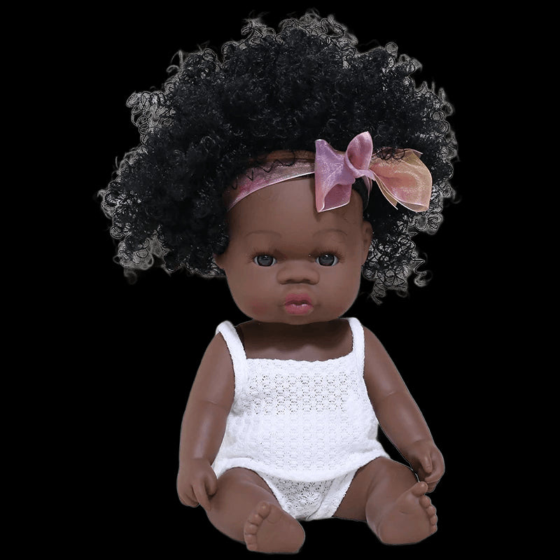 35cm Newborn Reborn African Doll Baby Simulation Soft Vinyl Children Lifelike Toys Christmas Birthday Toys Dolls for Babies view