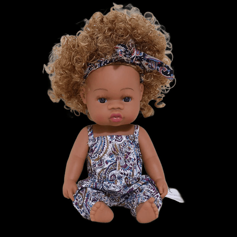 35cm Newborn Reborn African Doll Baby Simulation Soft Vinyl Children Lifelike Toys Christmas Birthday Toys Dolls for Babies view