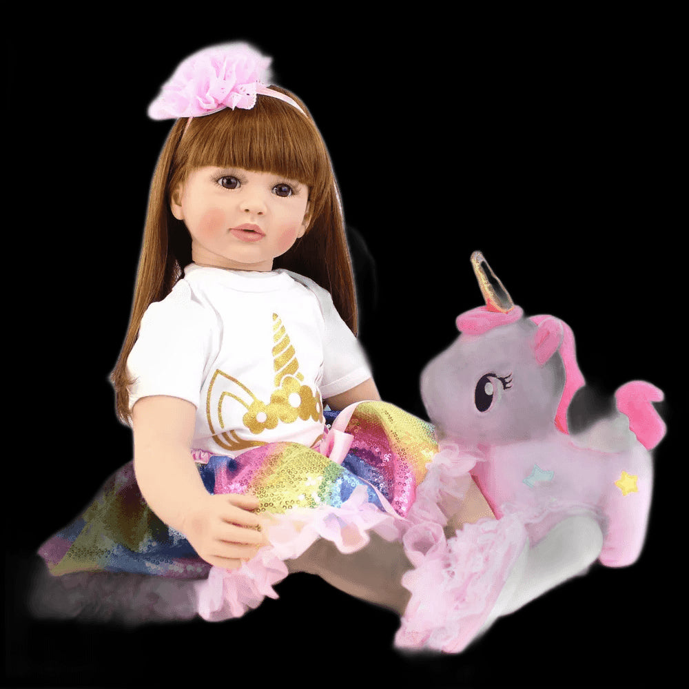 60cm Reborn Baby Doll Long Hair Princess Girl Doll Cloth Body With Pacifier Plush Toy Christmas Gifts For Children view