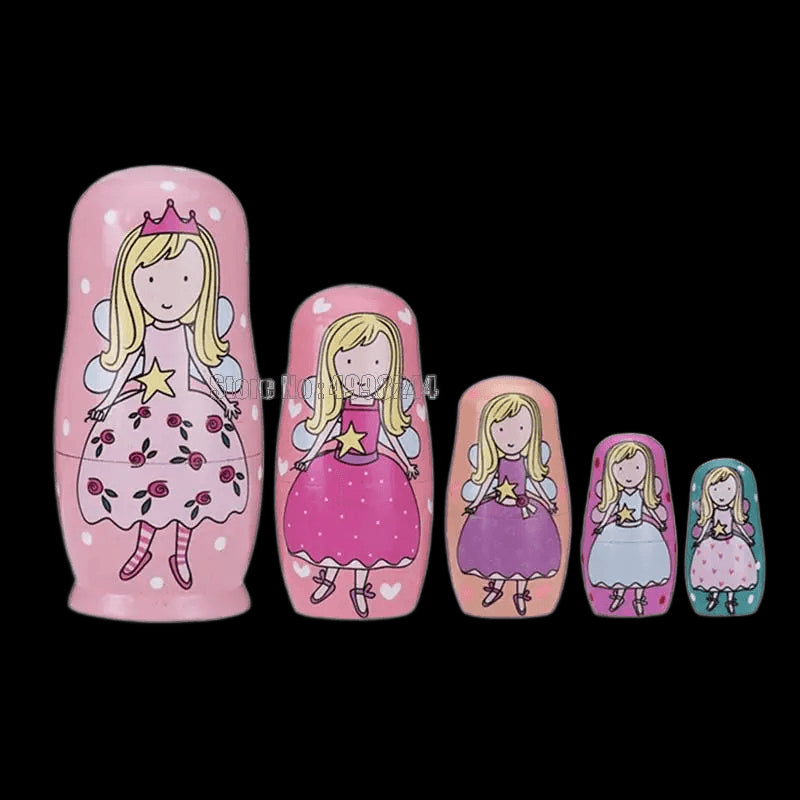 5 Layers Angel Girl Matryoshka Doll Wooden Snowman Russian Nesting Kid Birthday Christmas Day Gift Toy view