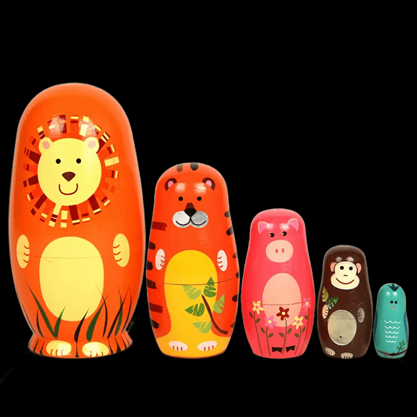 5PCS Matryoshka Dolls Nesting Dolls Cute Wood Russian Montessori Nesting Doll DIY Paint Skill Training Children Christmas Gift view