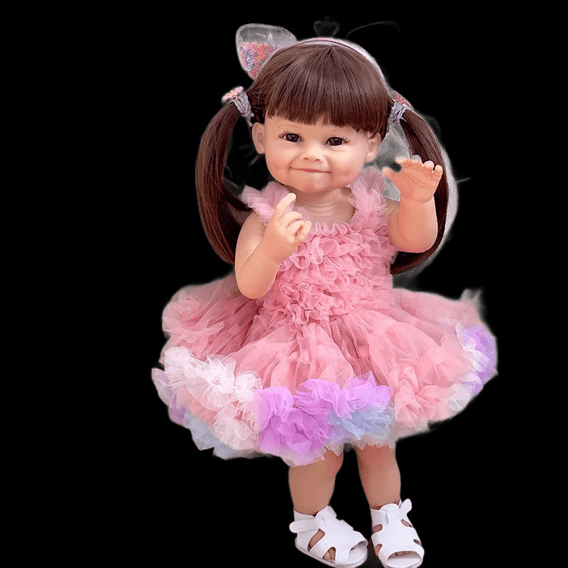 55CM Reborn Toddler Doll with Pink Dress Full Body Soft Silicone Raya Lifelike Soft Touch High Quality Doll Gifts view