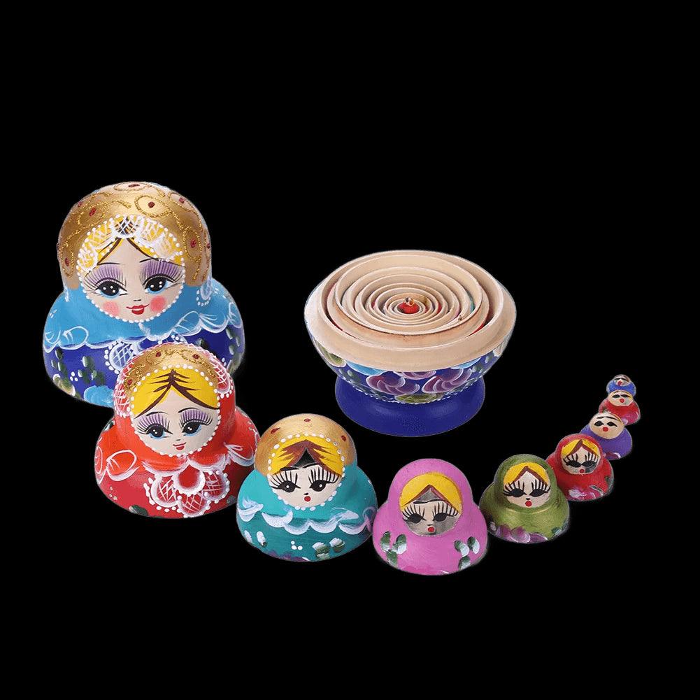 10 Layer Wooden Russian Nesting Dolls Hand-painted Orchid Girls Children Matryoshka Dolls Hand Paint Gift Best Wishes for Kids  view