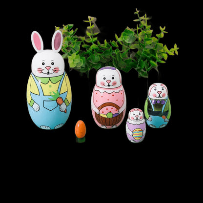 Cartoon Bunny Nesting Child The Gift Russian Matryoshka Dolls Wood Decor Crafts view