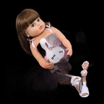 Bebes doll with 55cm reborn toddler girl pink princess baty toy very soft full body silicone girl doll view