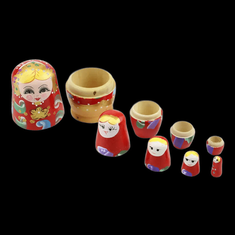 Set Of 5 Pcs Dolls Wooden Russian Nesting Babushka Matryoshka Hand Painted Gift view